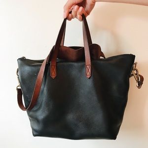 Madewell Black Leather Transport Tote